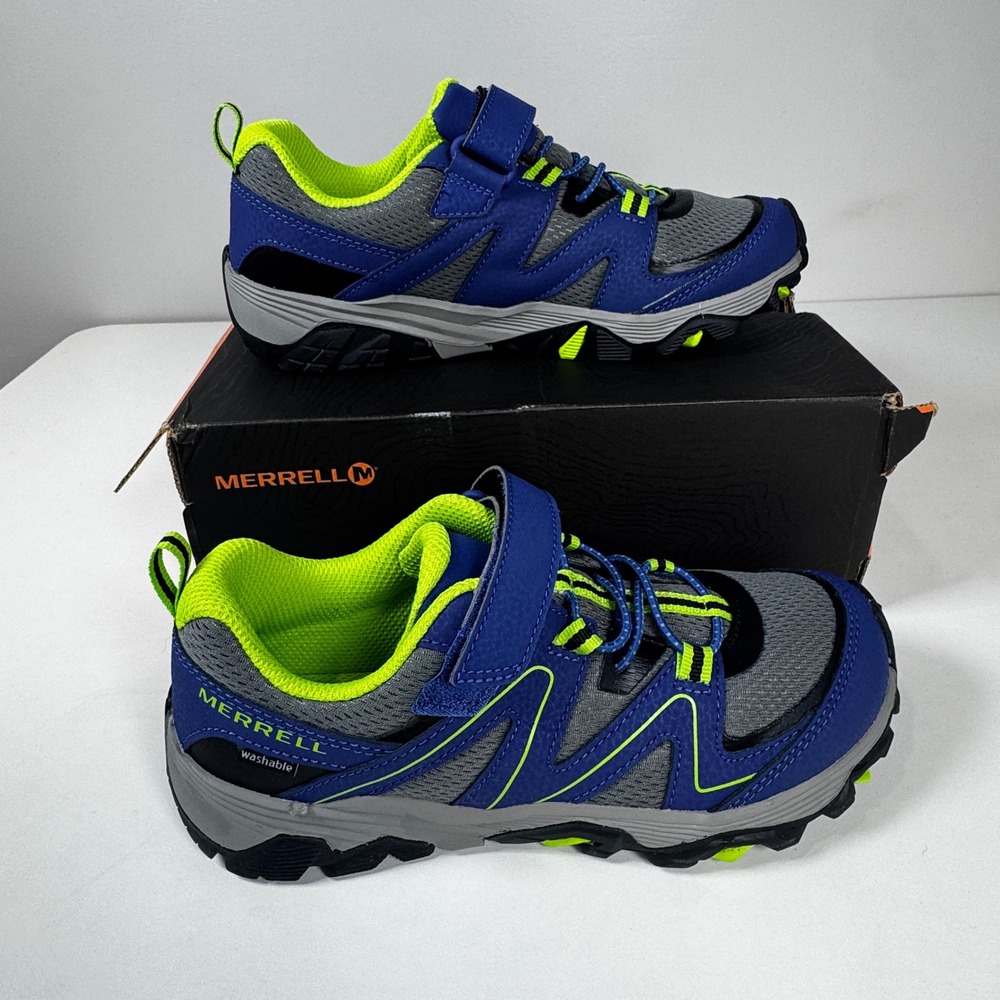 Merrell Boys Sz 4 Wide Blue Grey Trail Hiking Shoes Sneaker MK262619 Gorpcore